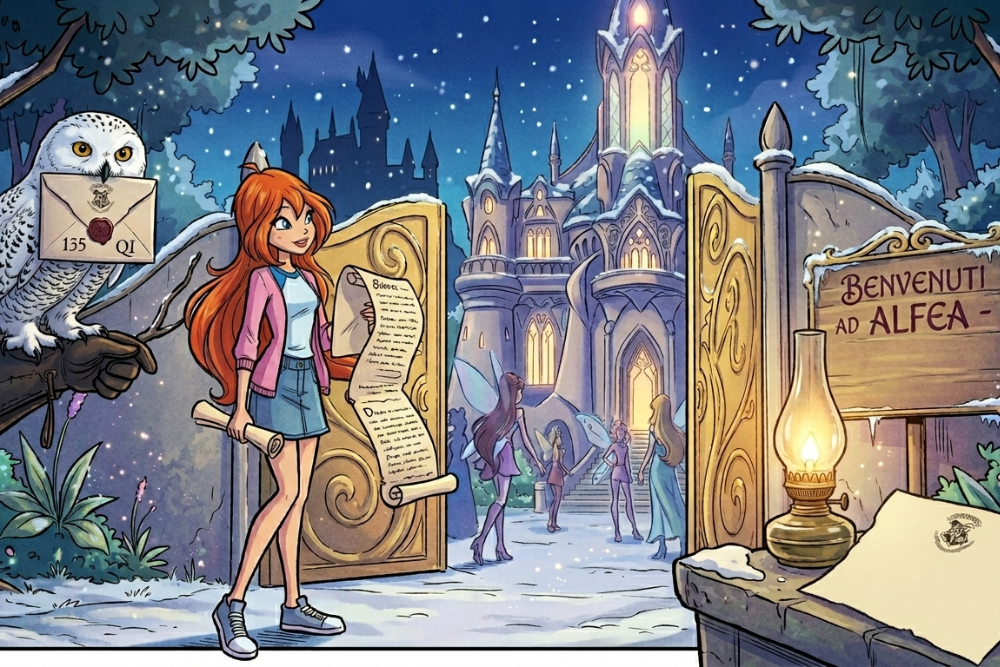 Pattern recognition e plusdotazione: ragazza che collega mondi fantasy tra la lettera di Hogwarts e i cancelli di Alfea.